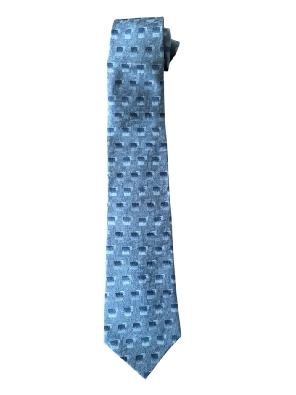 Vintage Charleston Tie Rack Men's Blue Geometric Silk Tie 60” Made in Italy